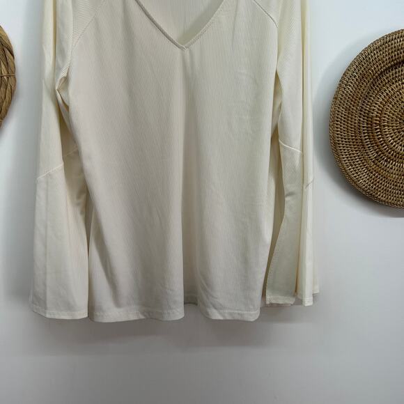 Vintage Y2K 2000s Ashley Stewart Off White Flare Long Sleeve Top Plus Size 14/16 - Picture 4 of 7